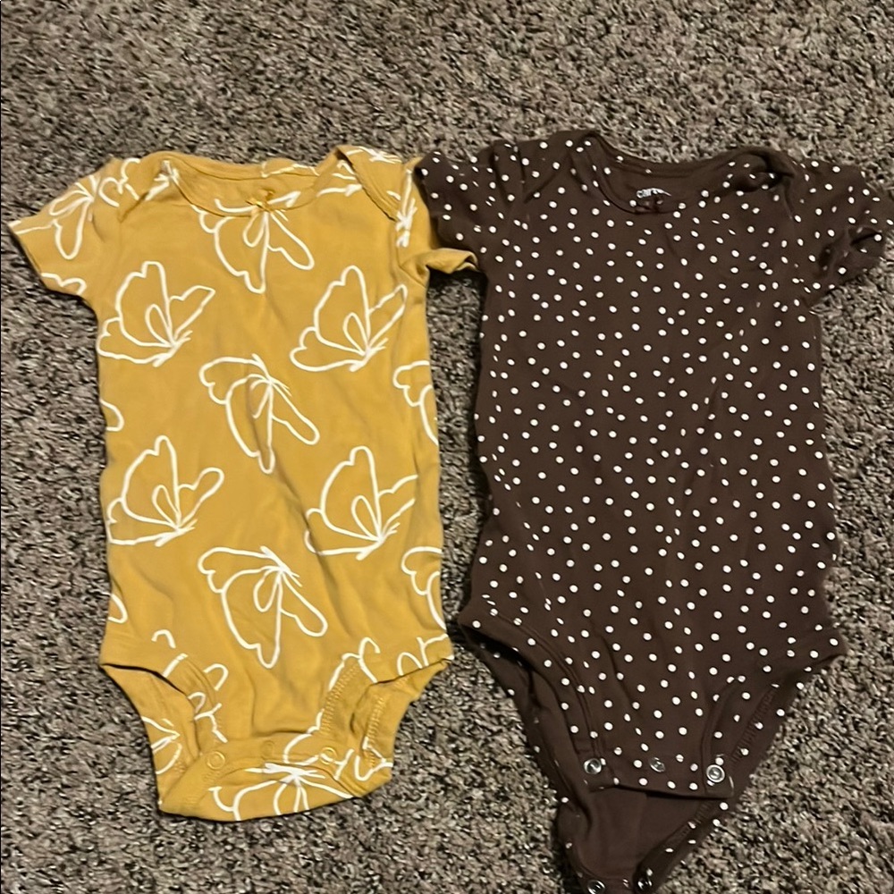 Yellow and Brown Kids One Pieces Set